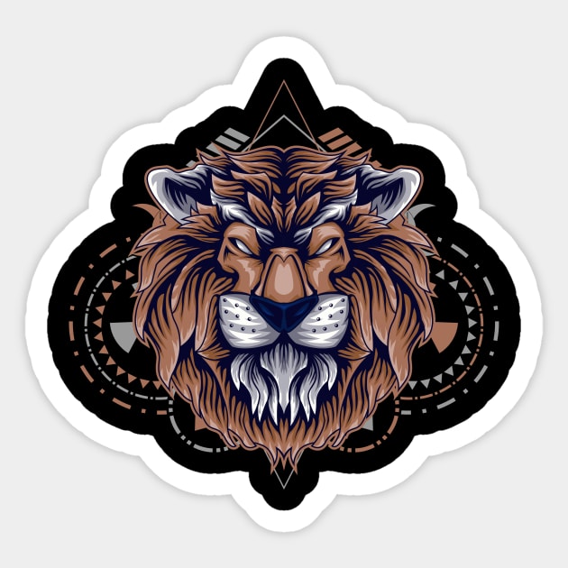 lion head front retro Sticker by SHINIGAMII